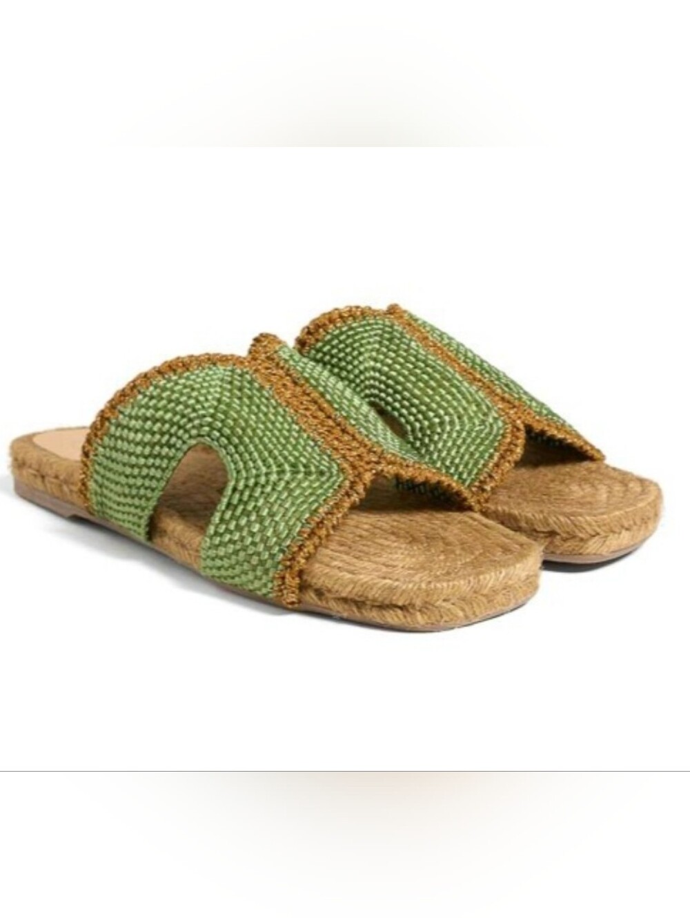 Castaner Green Woven Raffia Espadrille Prado Flip Flops